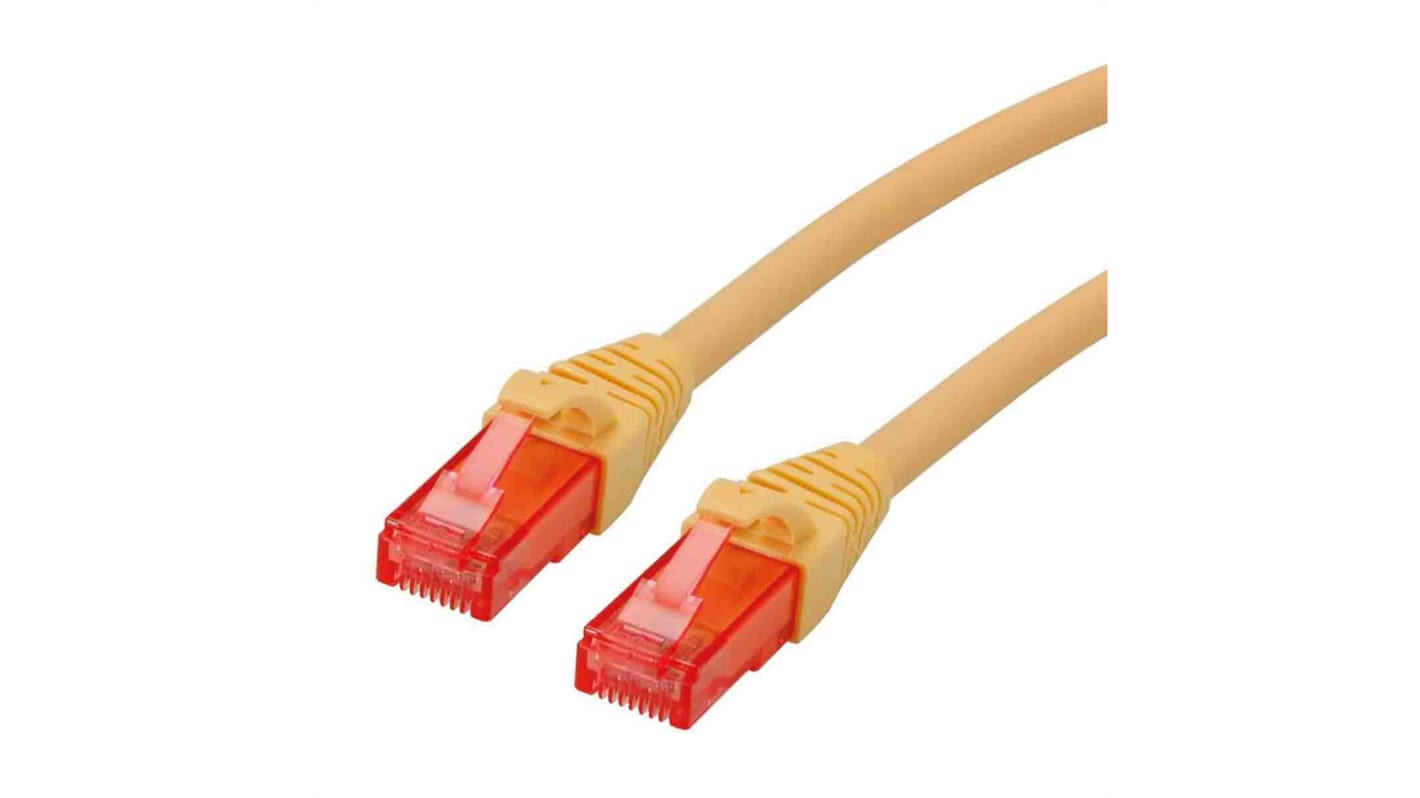 Roline, 1m Cat6, Yellow RJ45 to Male RJ45 Male, U/UTP Unshielded, Terminated LSZH Sheath