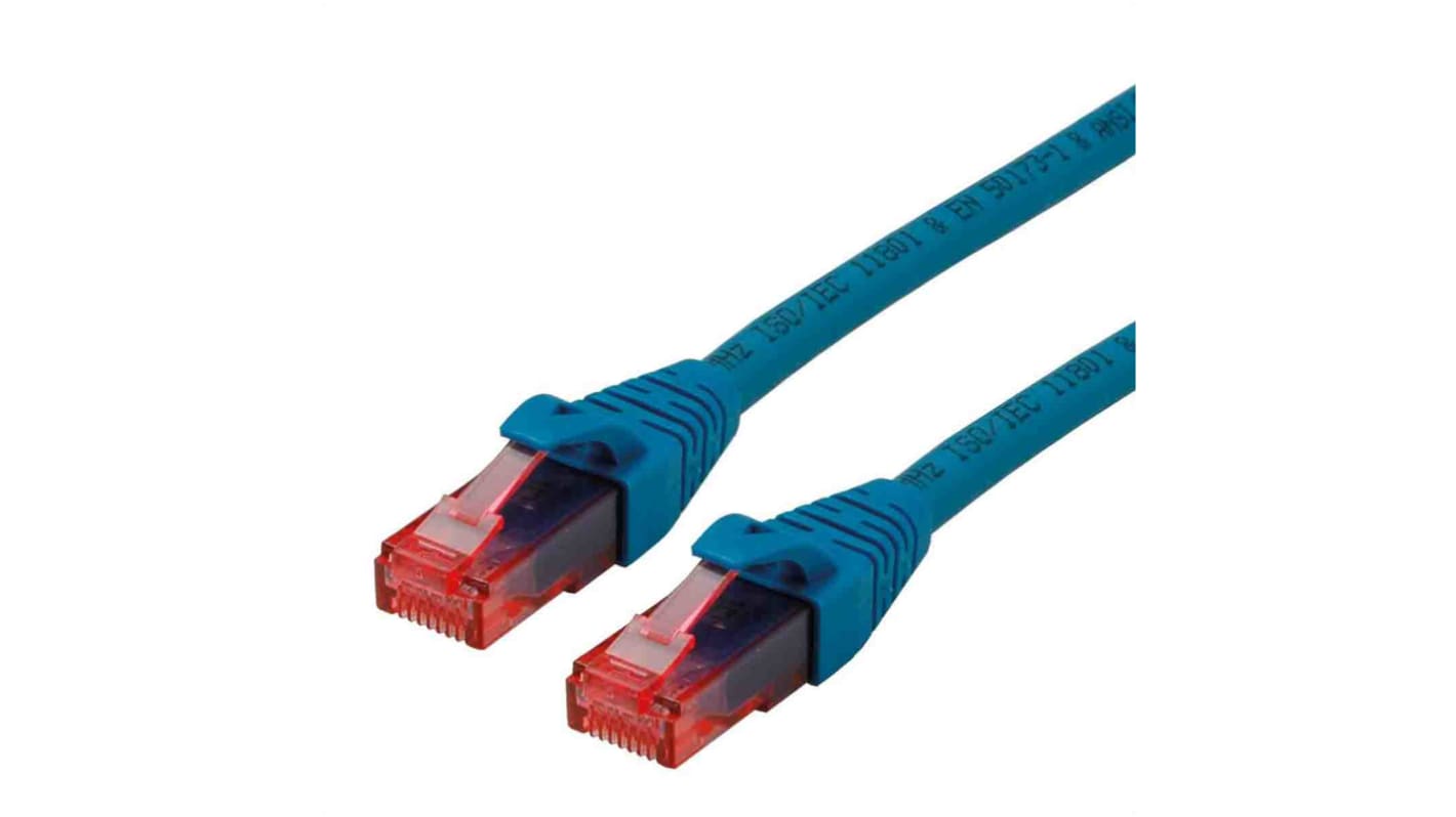 Cable Ethernet Cat6 U/UTP Roline de color Azul, long. 2m, funda de LSZH, Libre de halógenos y bajo nivel de humo (LSZH)