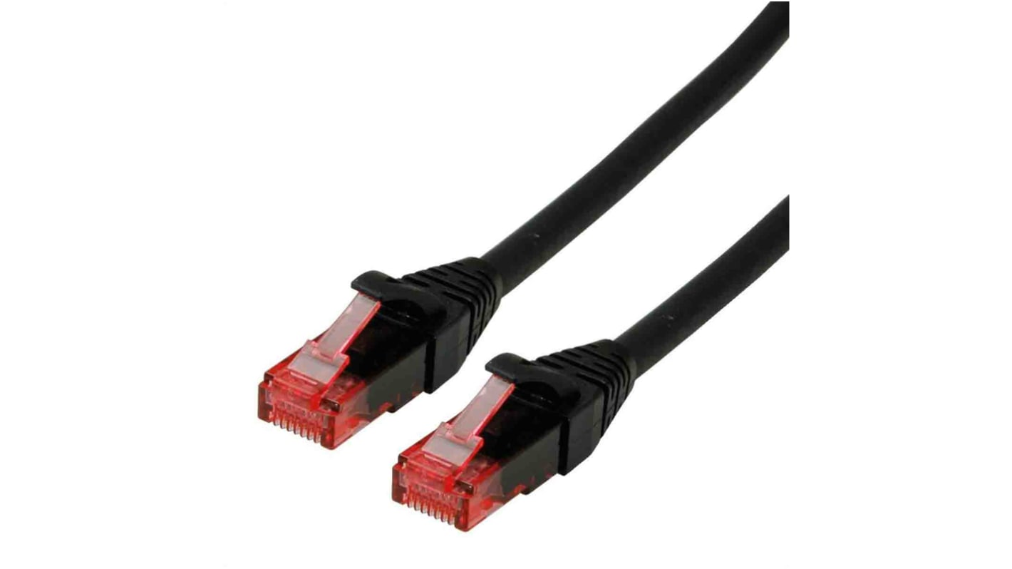 Cable Ethernet Cat6 U/UTP Roline de color Negro, long. 3m, funda de LSZH, Libre de halógenos y bajo nivel de humo (LSZH)