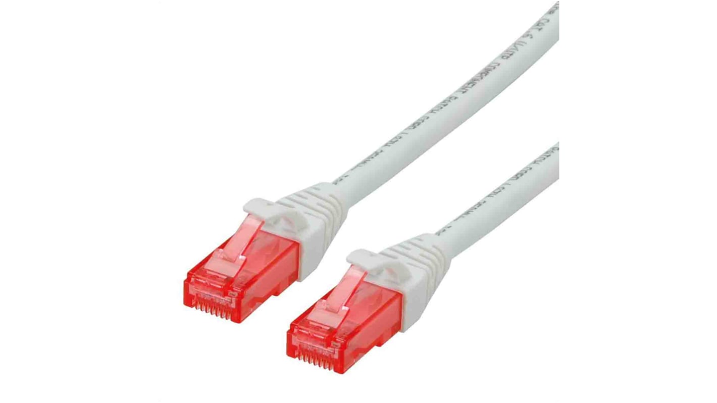 Cable Ethernet Cat6 U/UTP Roline de color Blanco, long. 3m, funda de LSZH, Libre de halógenos y bajo nivel de humo