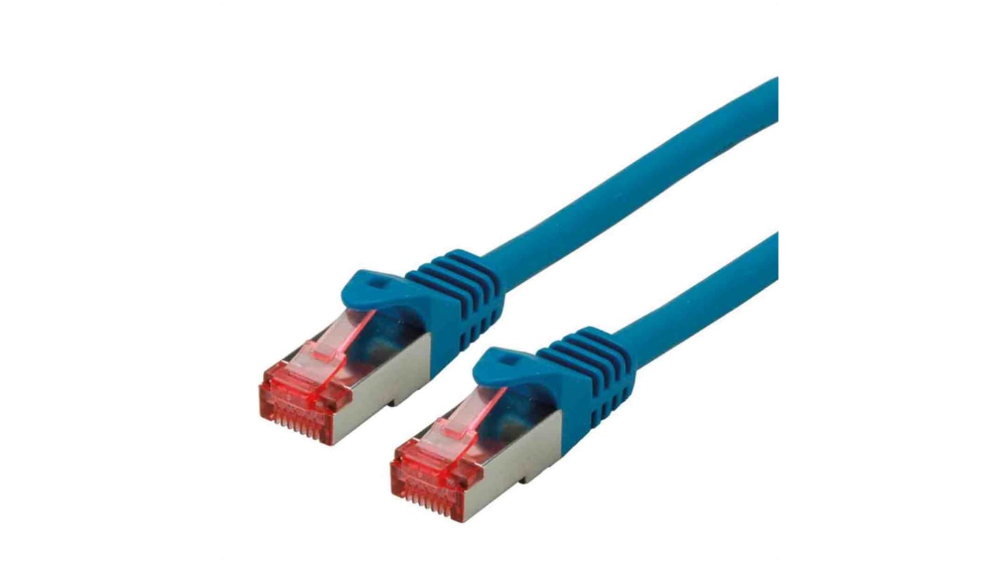 Câble Ethernet catégorie 6 S/FTP Roline, Bleu, 300mm LSZH Avec connecteur LSZH