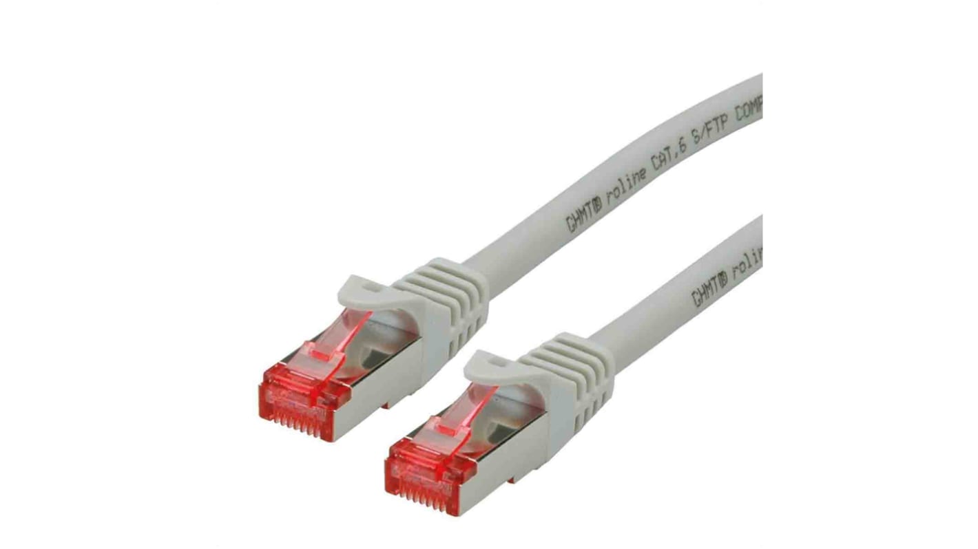 Roline, 0.5m Cat6, Grey RJ45 to Male RJ45 Male, S/FTPShielded, Terminated LSZH Sheath