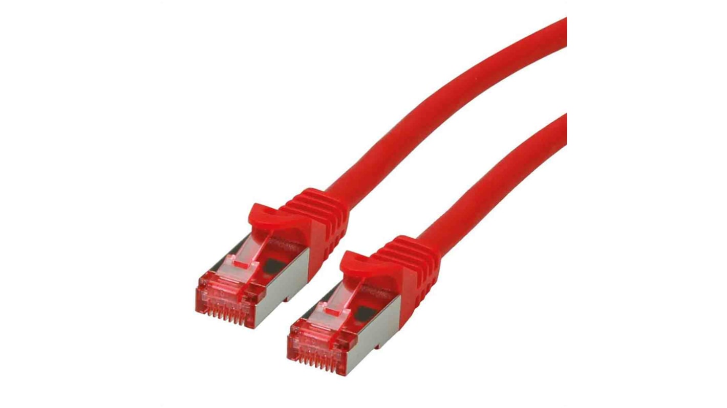 Cable Ethernet Cat6 S/FTP Roline de color Rojo, long. 0.5m, funda de LSZH, Libre de halógenos y bajo nivel de humo
