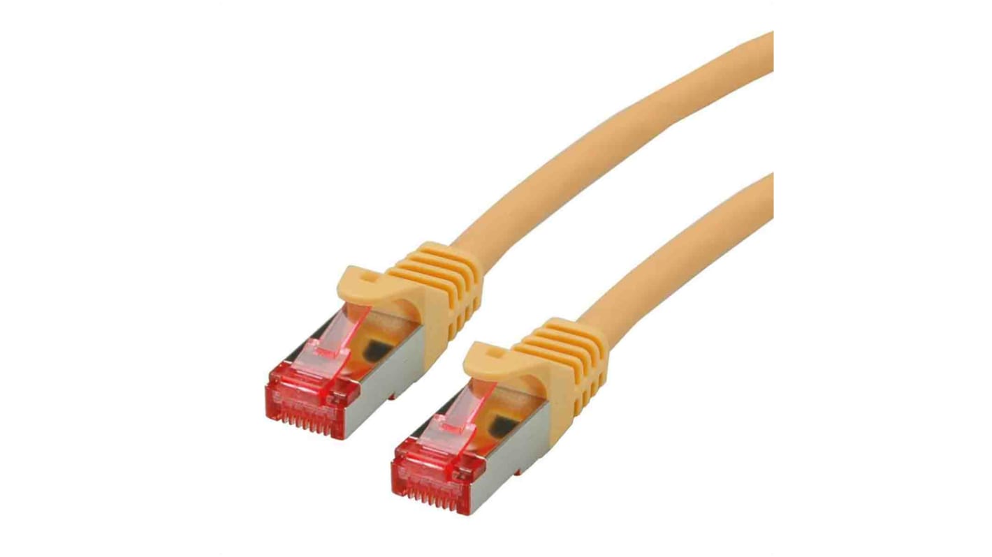 Roline 0.5m六类屏蔽网线, S/FTP屏蔽, 黄色LSZH护套, RJ45公插转RJ45公插