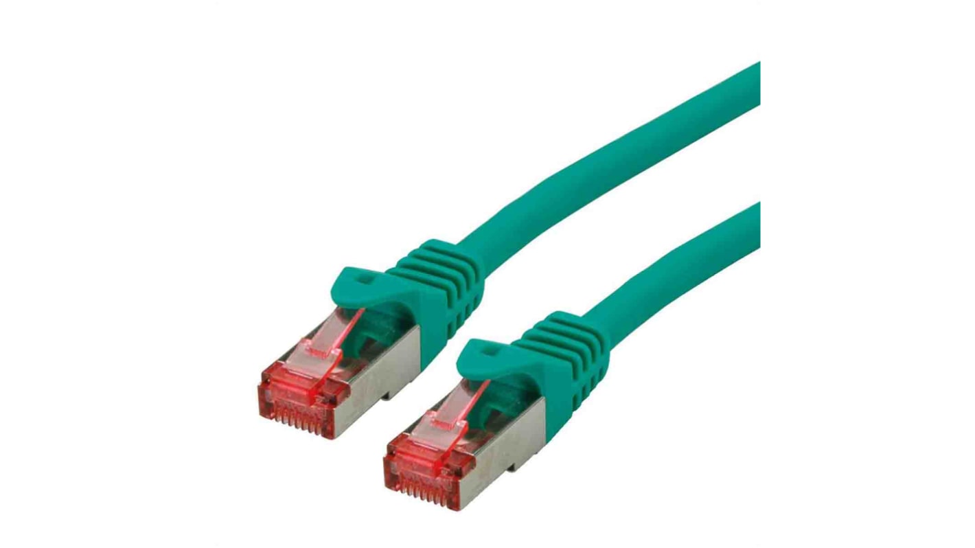 Cable Ethernet Cat6 S/FTP Roline de color Verde, long. 0.5m, funda de LSZH, Libre de halógenos y bajo nivel de humo