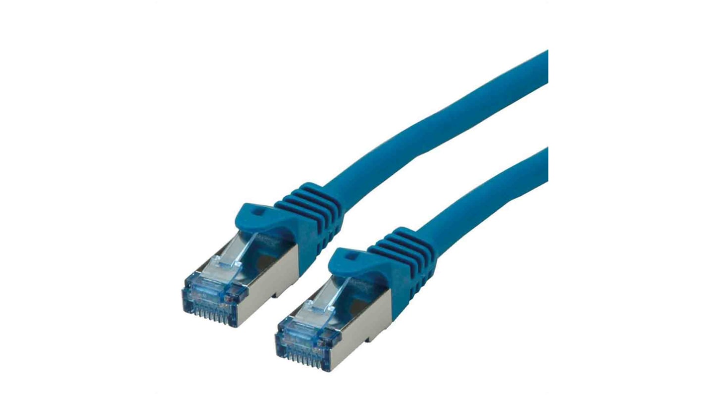 Cable Ethernet Cat6a S/FTP Roline de color Azul, long. 0.5m, funda de LSZH, Libre de halógenos y bajo nivel de humo