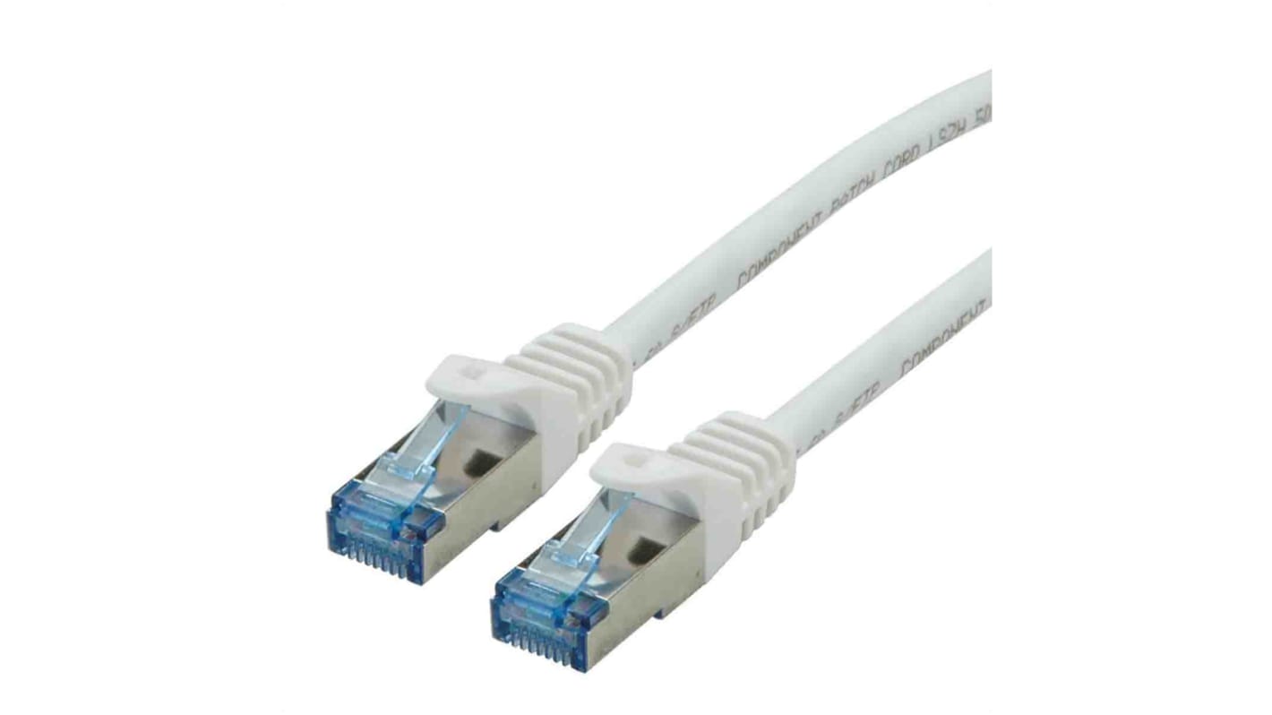 Roline, 0.5m Cat6a, White RJ45 to Male RJ45 Male, S/FTPShielded, Terminated LSZH Sheath