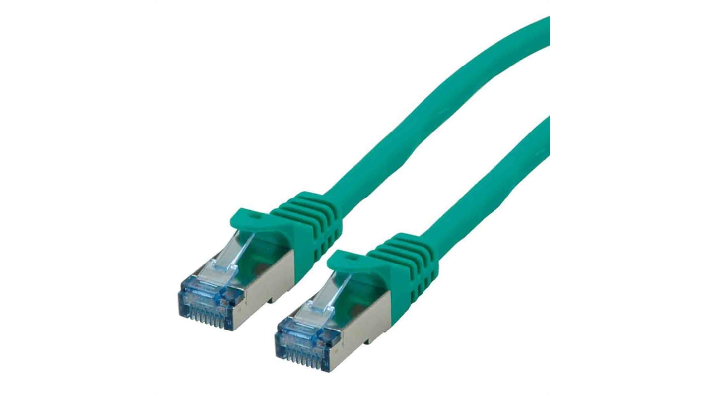 Roline, 1m Cat6a, Green RJ45 to Male RJ45 Male, S/FTP Shielded, Terminated LSZH Sheath