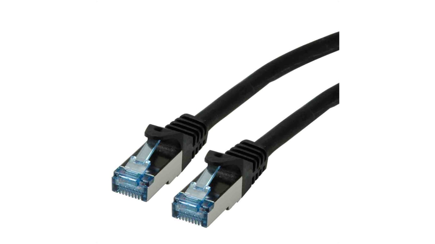 Cable Ethernet Cat6a S/FTP Roline de color Negro, long. 3m, funda de LSZH, Libre de halógenos y bajo nivel de humo