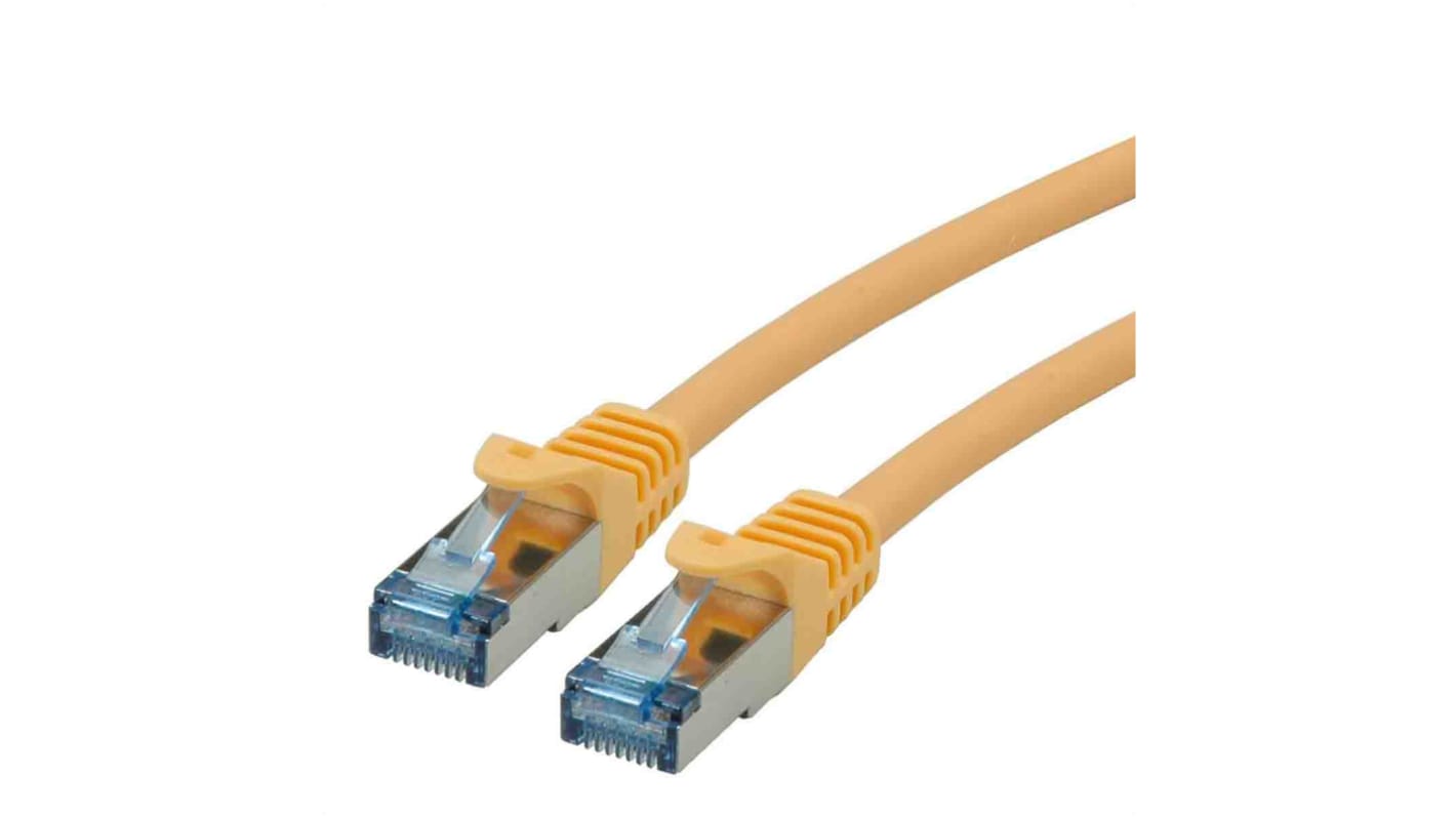 Cable Ethernet Cat6a S/FTP Roline de color Amarillo, long. 10m, funda de LSZH, Libre de halógenos y bajo nivel de humo