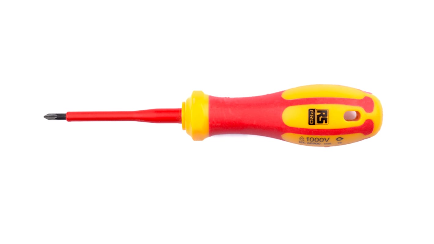 RS PRO Pozidriv Insulated Screwdriver, PZ0 Tip, 60 mm Blade, VDE/1000V, 150 mm Overall