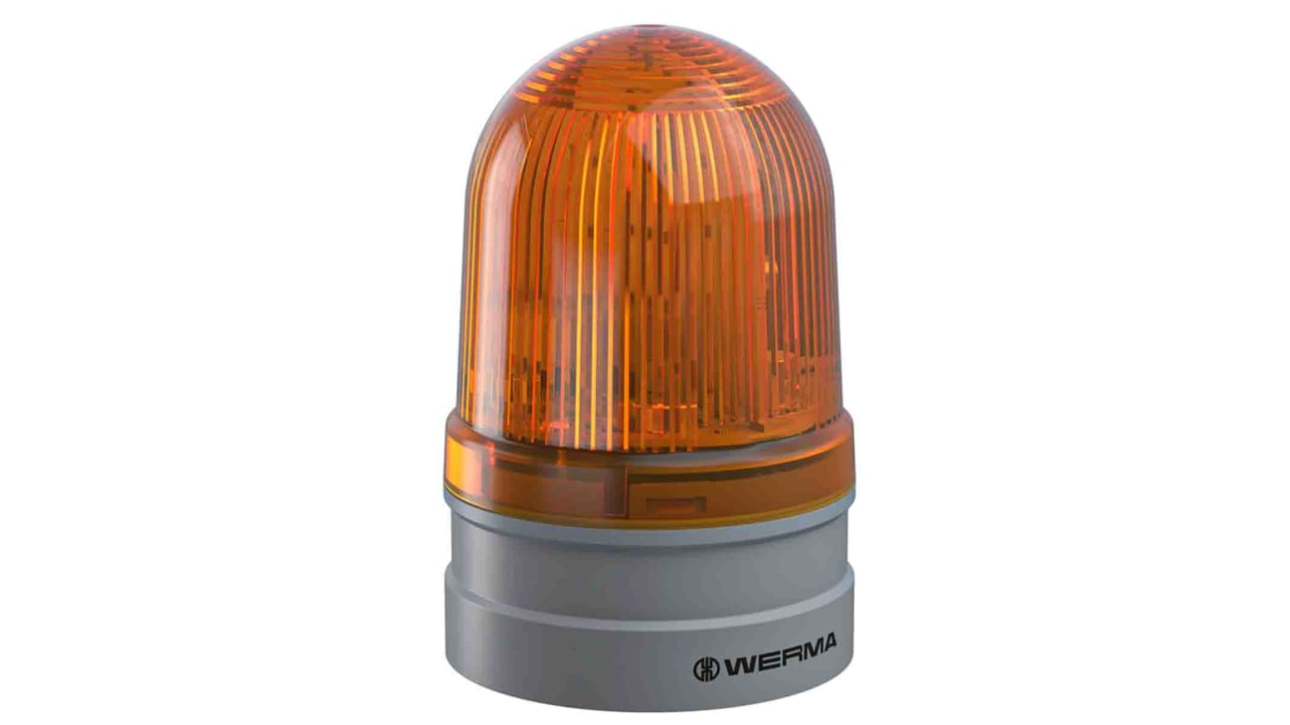 Werma EvoSIGNAL Midi Series Yellow Blinking Beacon, 115 → 230 V ac, Base Mount, LED Bulb, IP66