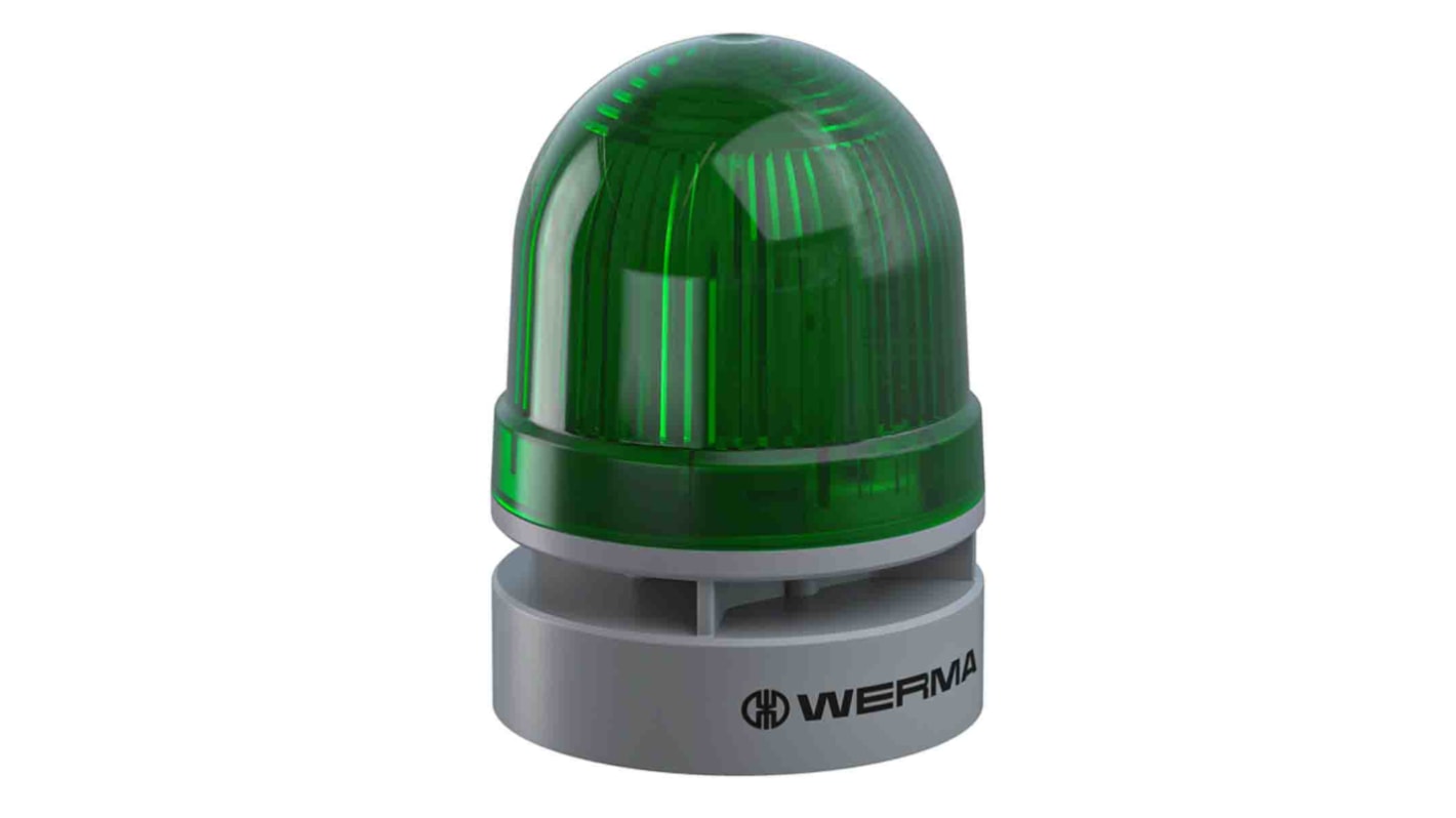 Werma EvoSIGNAL Mini Series Green Sounder Beacon, 12 V ac/dc, IP66, Base Mount, 95dB at 1 Metre