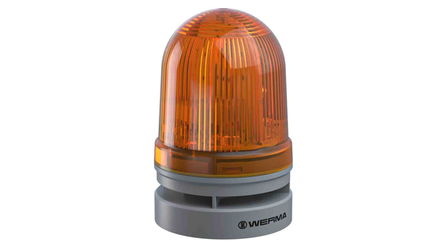 Werma EvoSIGNAL Midi Series Yellow Sounder Beacon, 115 → 230 V ac, IP66, Base Mount, 110dB at 1 Metre