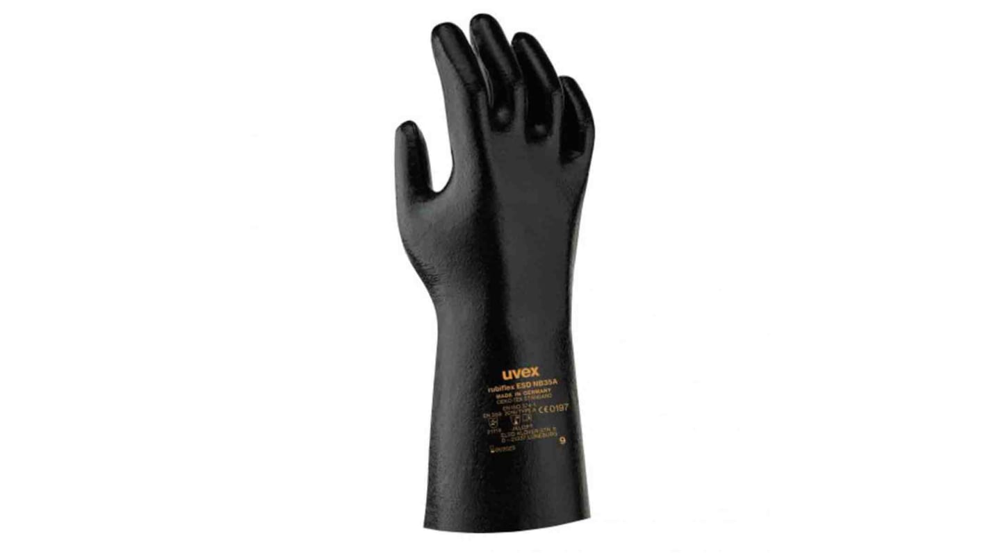 Uvex Antistatische Handschuhe, Größe 9, ESD-Sicherheit, Kohlenstofffaser Schwarz 1Paar Stk.