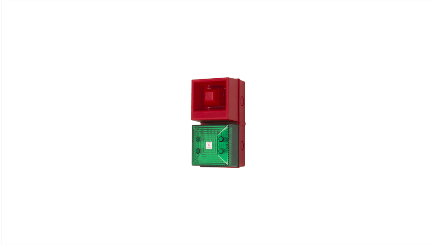 Clifford & Snell 声光报警器, 24 V电源, 1米外108dB, 最大108dB, IP65, 绿色灯罩, 红色外壳, YL40系列