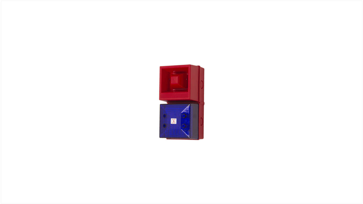 Clifford & Snell 声光报警器, 230 V 交流电源, 1米外108dB, 最大108dB, IP65, 蓝色灯罩, 红色外壳, YL40系列