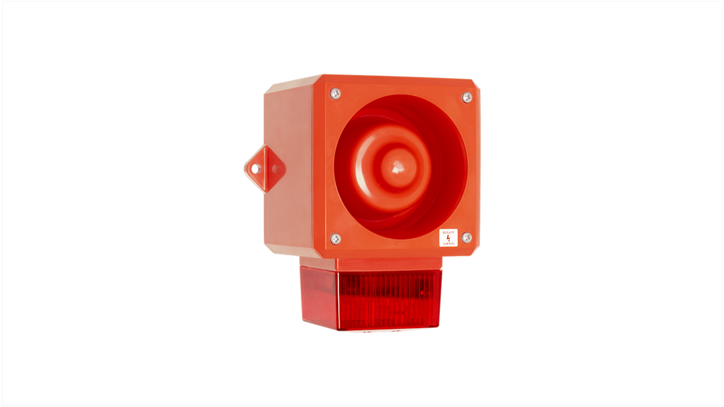 Clifford & Snell YL50 Series Red Sounder Beacon, 24 V dc, IP66, Fixed Mount, 112dB at 1 Metre
