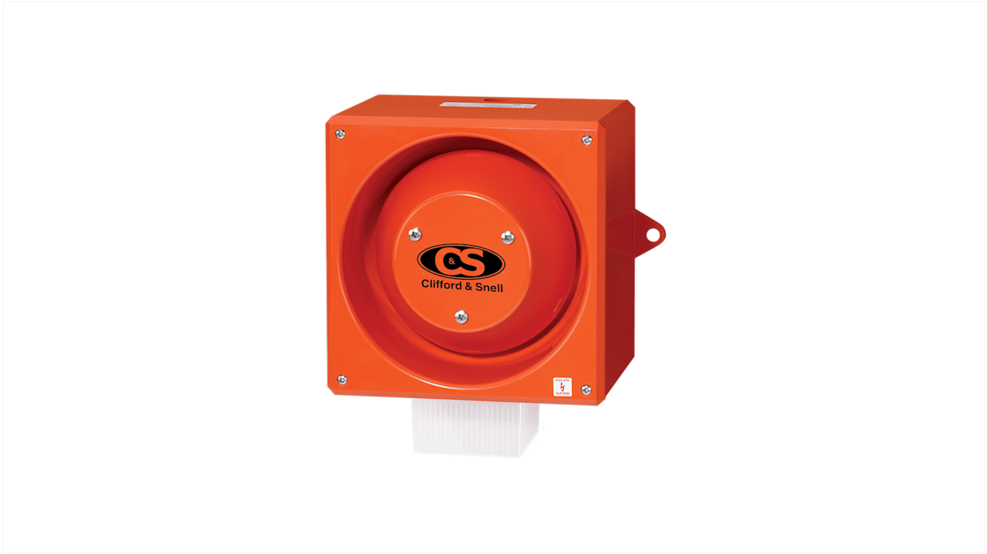 Clifford & Snell YL80 Series Opal Sounder Beacon, 24 V dc, IP66, Side Mount, 116dB at 1 Metre