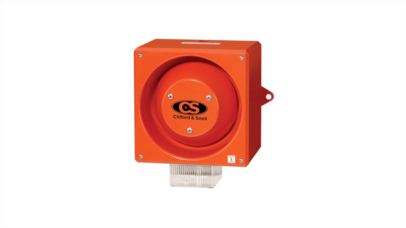 Clifford & Snell YL80 Series Clear Sounder Beacon, 230 V, IP66, Side Mount, 116dB at 1 Metre