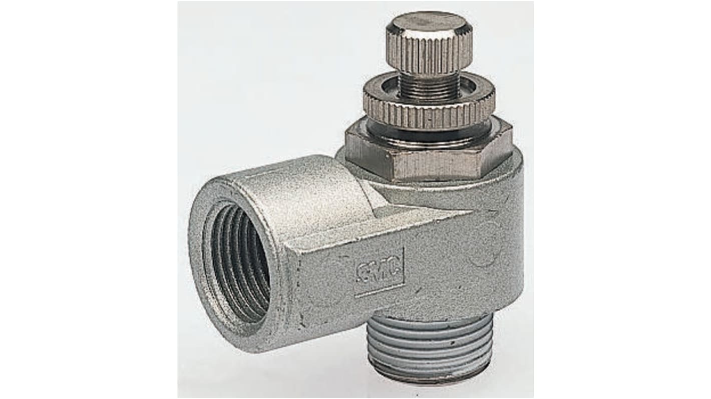 SMC AS Series Threaded Flow Regulator, R 1/4 Male Inlet Port x R 1/4 Male Outlet Port