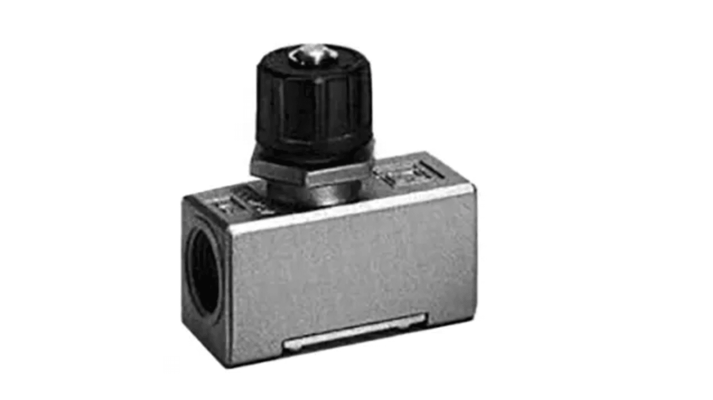 SMC AS Series Threaded Flow Regulator, R 1/2 Male Inlet Port x R 1/2 Male Outlet Port