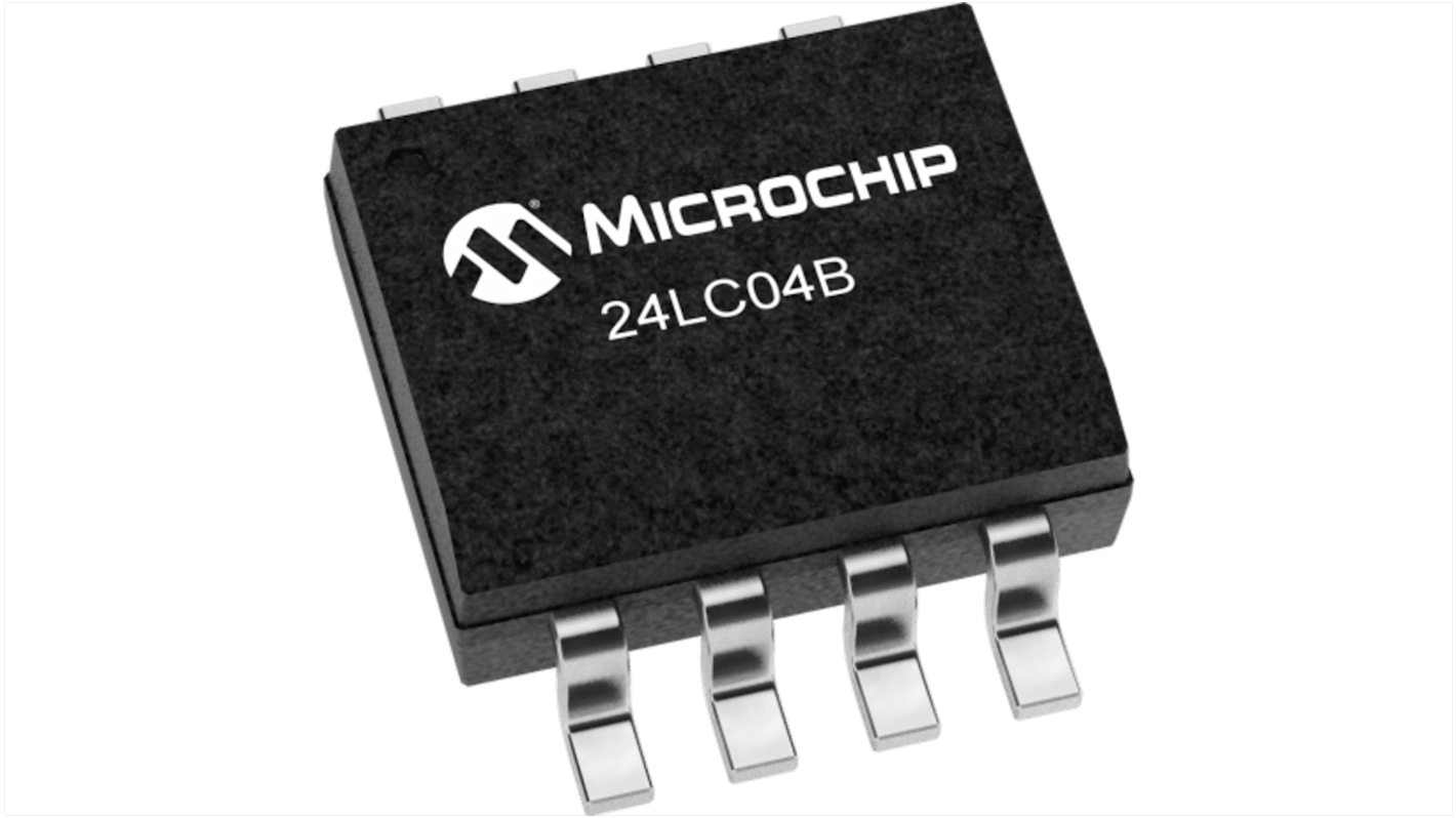 Microchip 4kbit EEPROM-Speicherbaustein, Seriell (2-Draht, I2C) Interface, SOIC, 900ns SMD 512 x 8 bit, 512 x 8-Pin 8bit