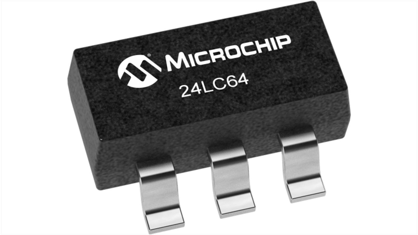 Microchip 64kbit EEPROM-Speicherbaustein, Seriell (2-Draht, I2C) Interface, SOT-23, 900ns SMD 8K x 8 bit, 8k x 5-Pin