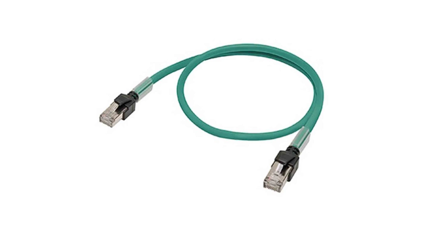 OmronXS6, 200mm Cat6a, Green RJ45 to Male RJ45 Male, Terminated LSZH Sheath