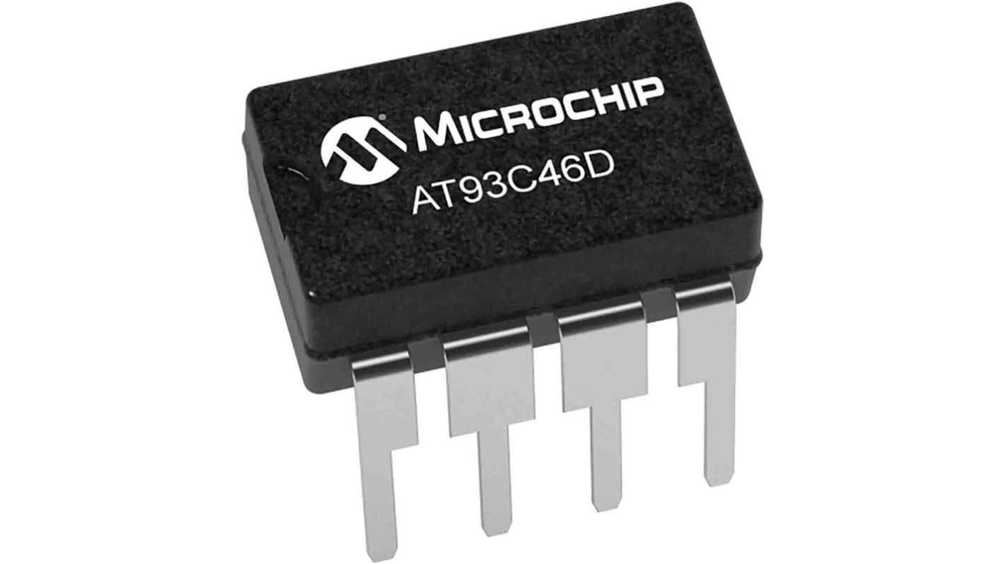 Microchip 1kbit EEPROM-Speicherbaustein, Serial-Microwire Interface, DIP, 1000ns THT 128 x 8 bit, 128 x 8-Pin 8bit