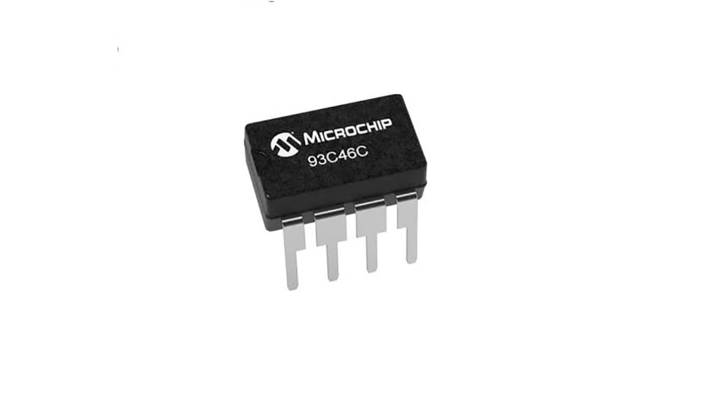 Microchip 1KbitEEPROM存储器, 串行 - Microwire接口, PDIP封装, 8引脚, 通孔安装