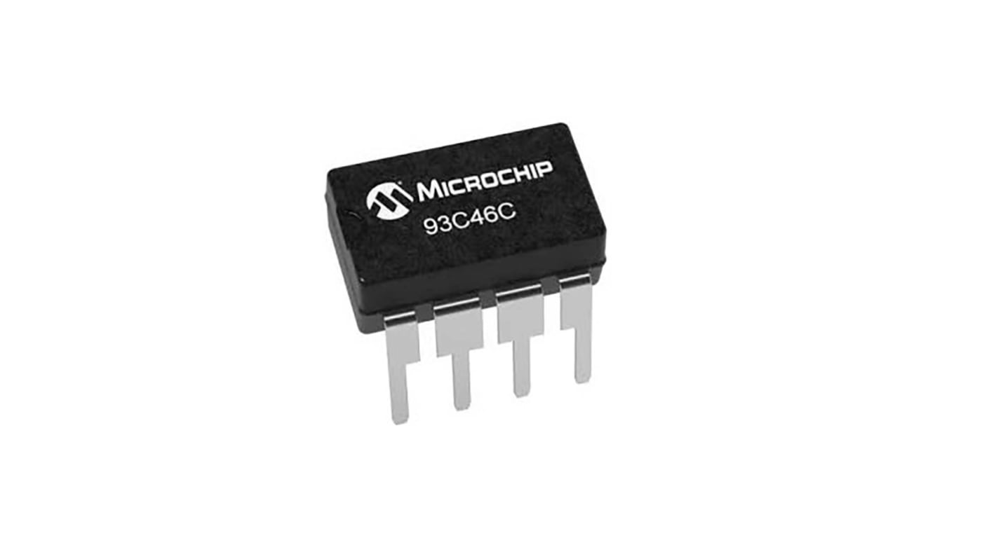 Microchip 93C46C-I/P, 1kbit Serial EEPROM Memory, 200ns 8-Pin DFN/TDFN, MSOP, PDIP, SOIC, SOT-23, TSSOP Serial-Microwire