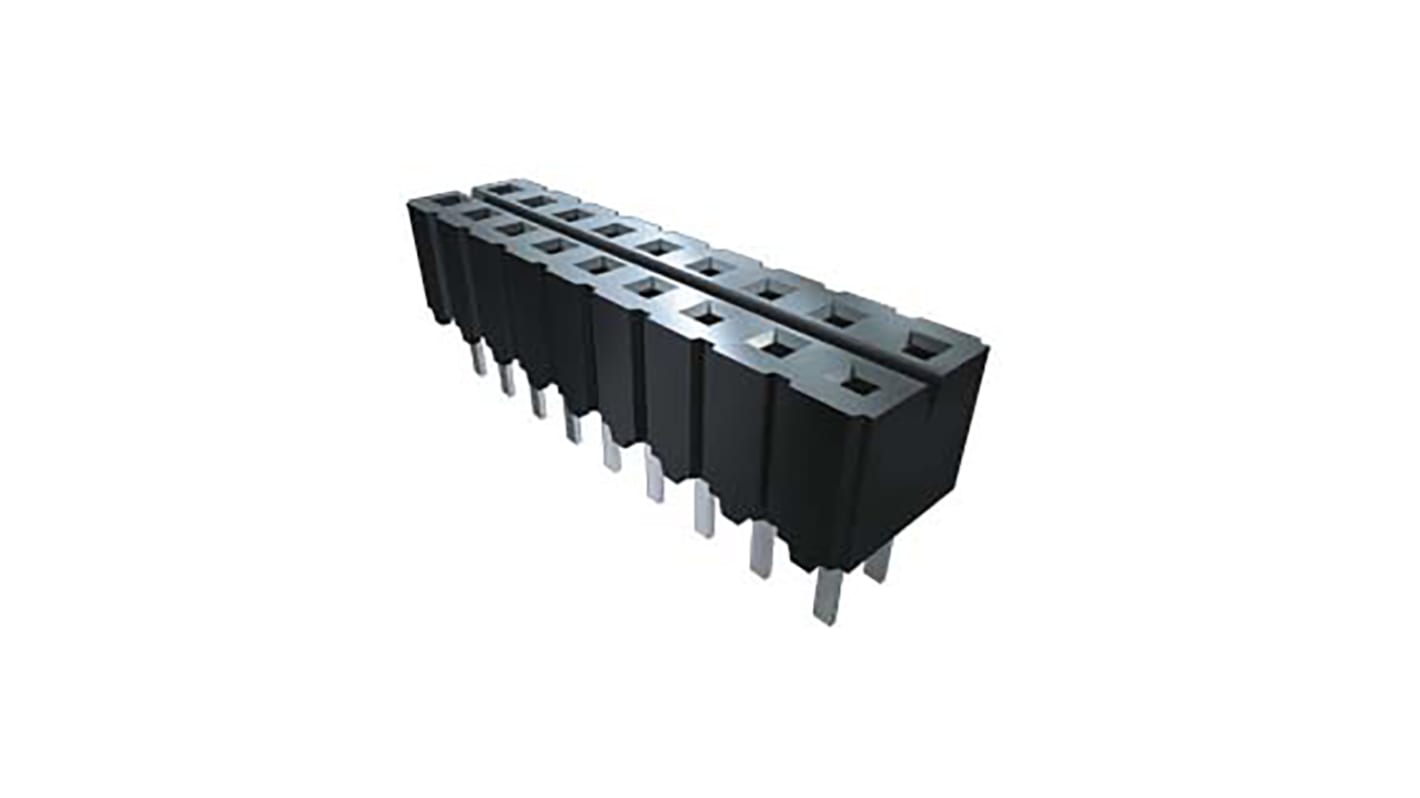 Samtec CES Series Straight Through Hole Mount PCB Socket, 10-Contact, 2-Row, 2.54mm Pitch, Solder Termination