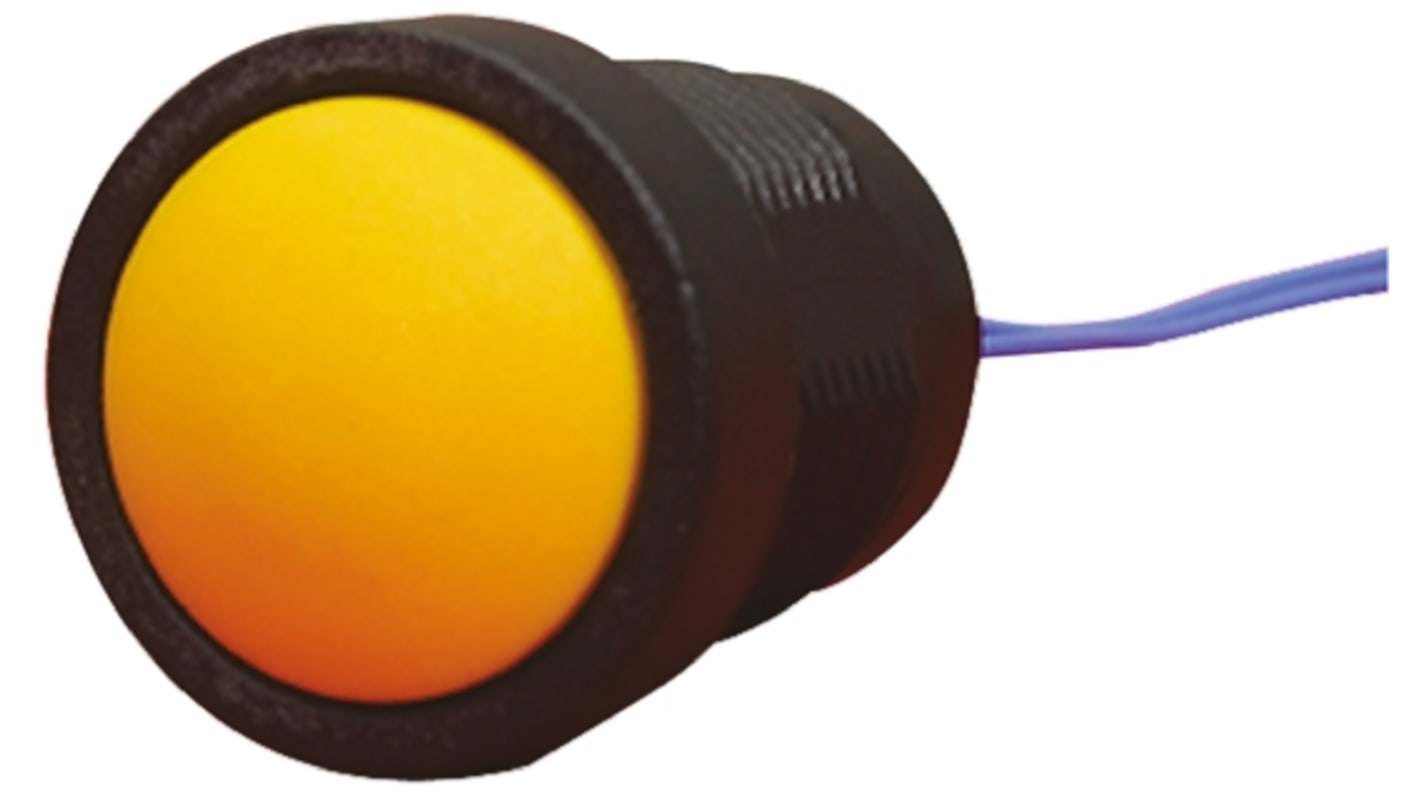 Interruptor de Botón Pulsador ITW Switches 49-59, color de botón Amarillo, SPST, acción momentánea, 10 A a 250 V ac,