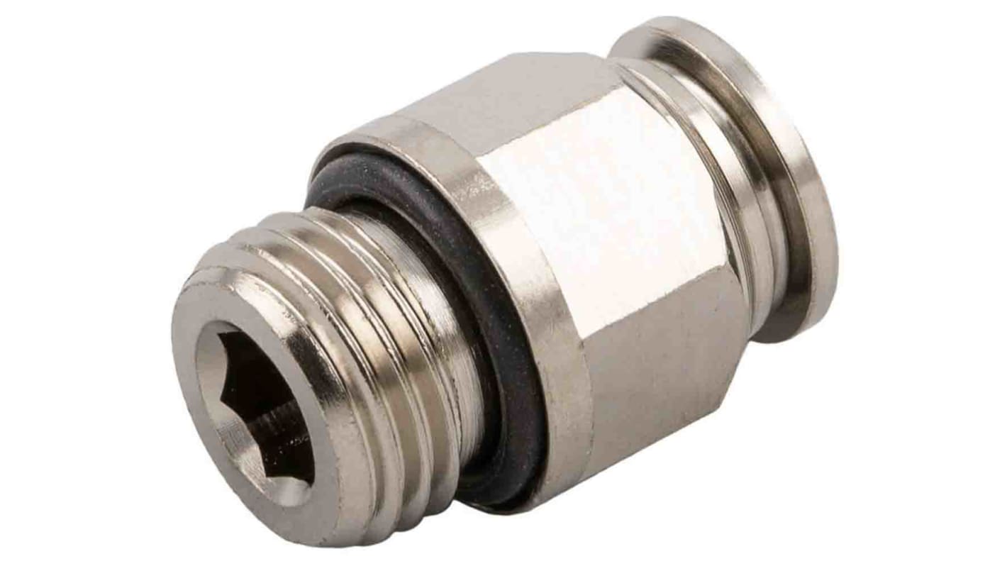 RS PRO G1/4 Stecker x 8-mm-Steckanschluss Steckfitting, Gewinde-zu-Rohr, Messing vernickelt, 20bar
