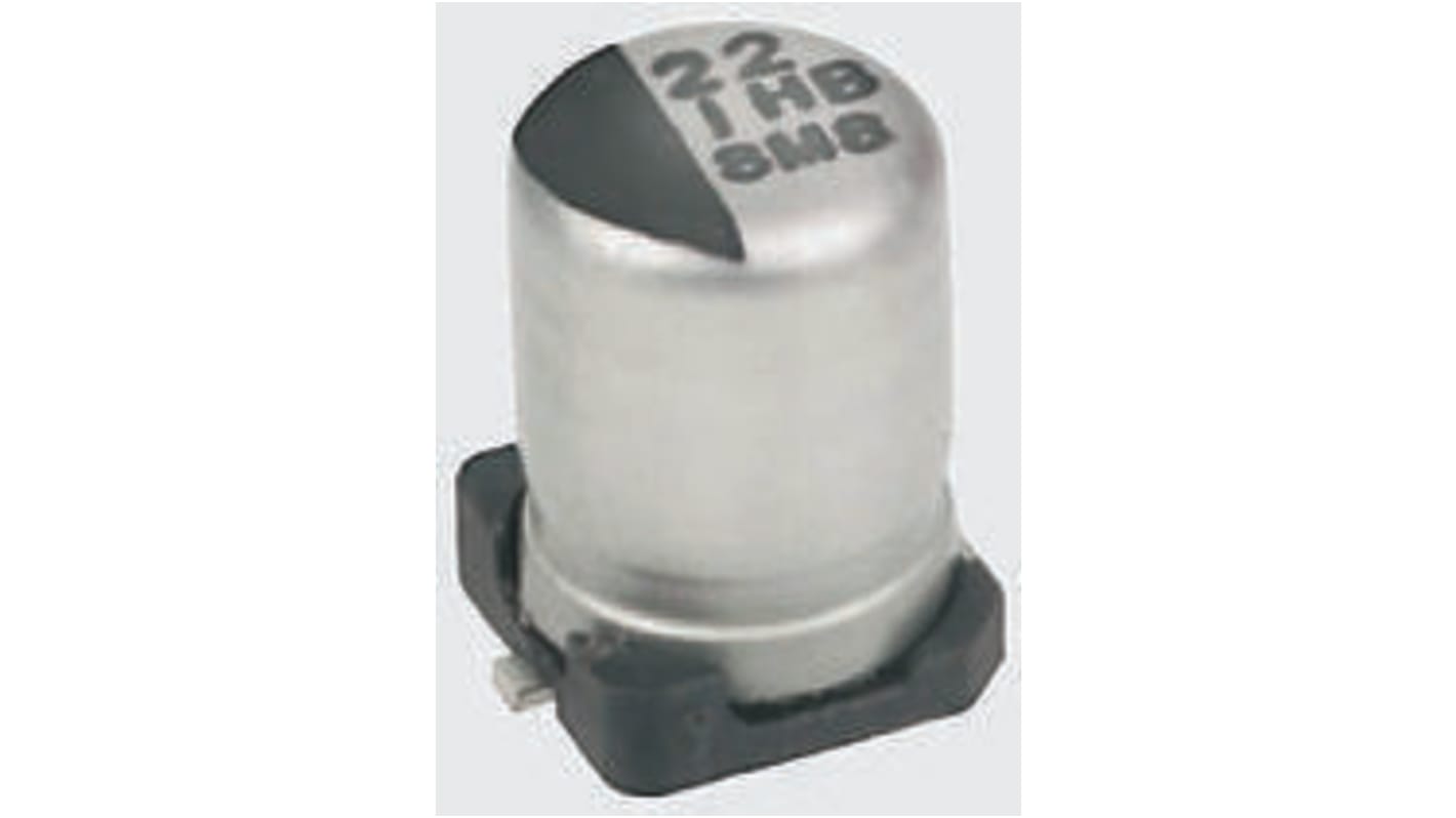 Condensador electrolítico Panasonic serie HB SMD, 47μF, ±20%, 25V dc, mont. SMD, 8 (Dia.) x 6.2mm