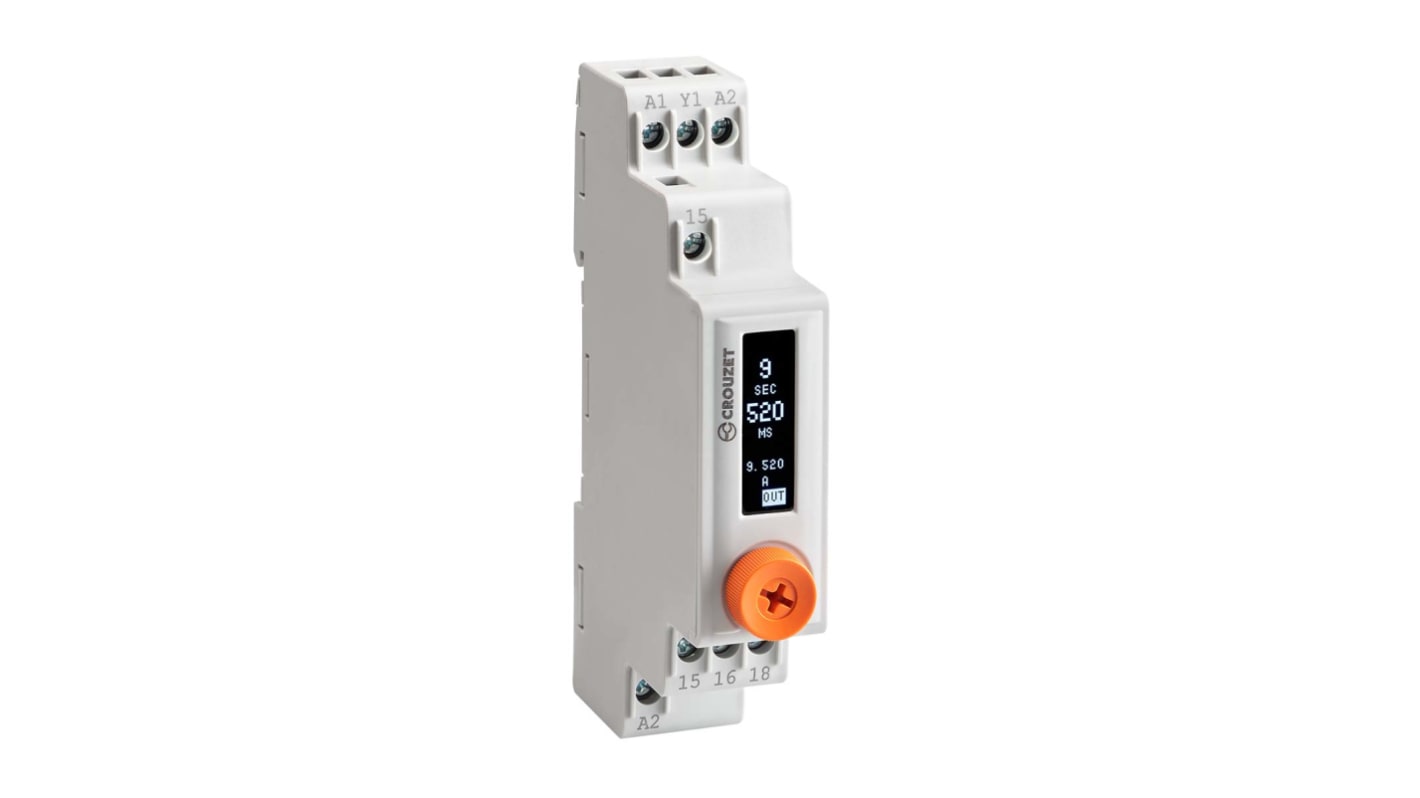 Crouzet 12 → 240V ac/dc Timer Relay, Multi-funktions timerfunktioner DIN-skinne
