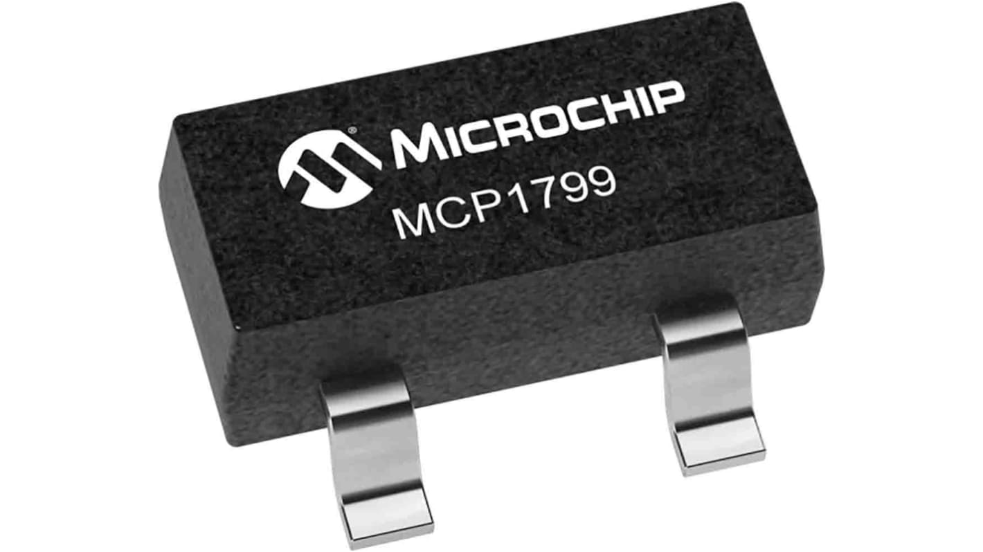 Microchip LDO稳压芯片, 3.3 V输出, 80mA最大输出, 单路输出, SOT-23, 贴片, 3针