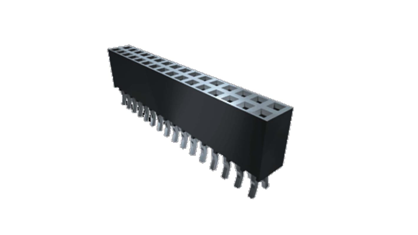 Samtec SSQ Series Right Angle Through Hole Mount PCB Socket, 20-Contact, 2-Row, 2.54mm Pitch, Through Hole Termination