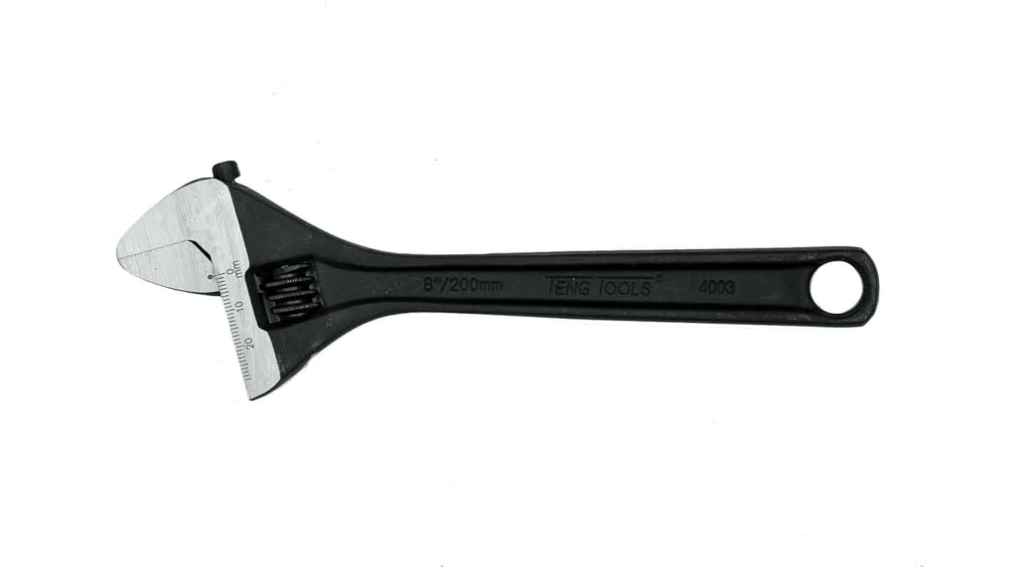 Teng Tools Adjustable Spanner, 200 mm Overall, 28mm Jaw Capacity, Metal Handle