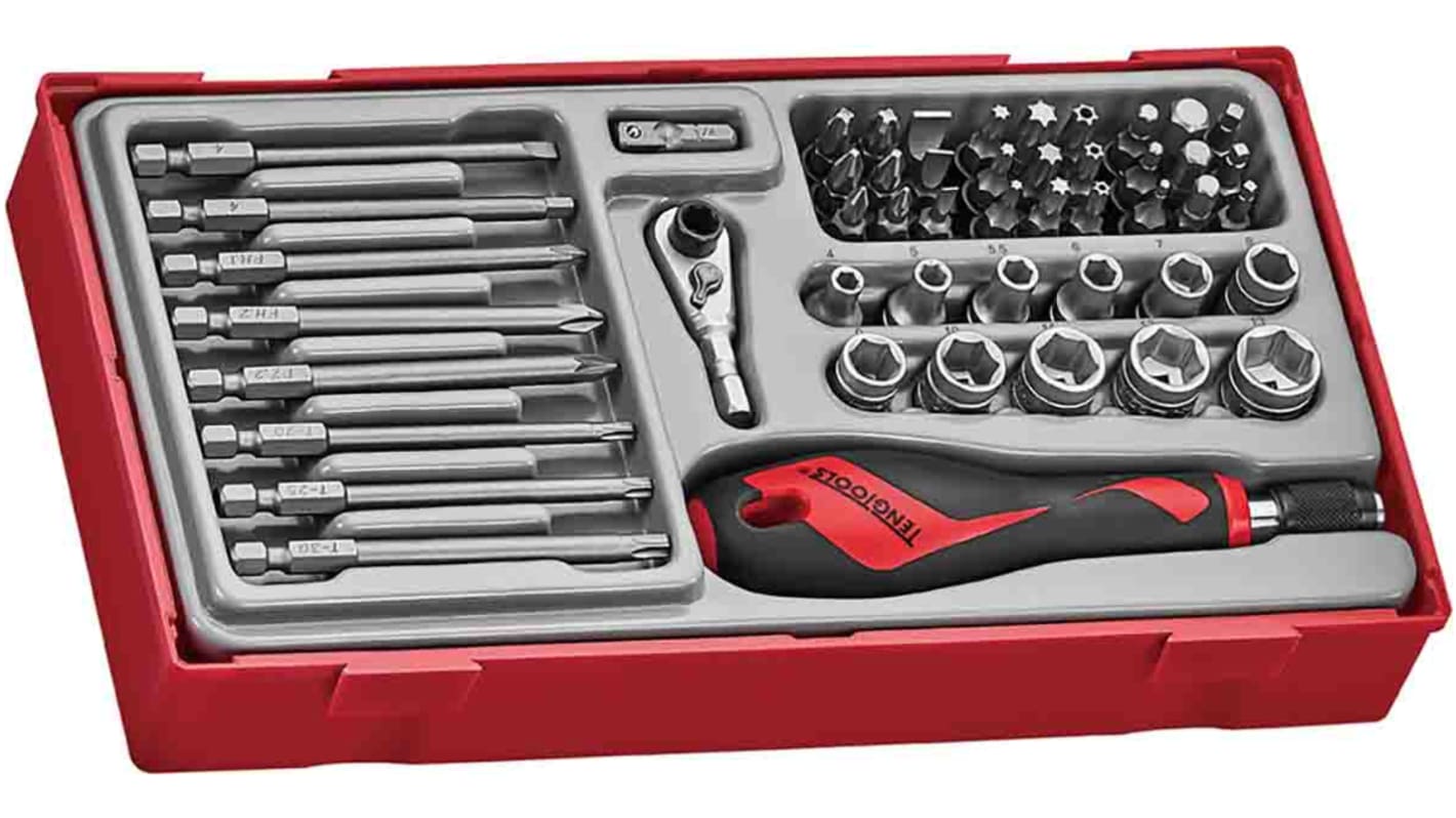 Teng Tools Schlitz, Sechskant, PHILLIPS®, TORX® Bits-Treibersatz, Legierungsstahl, 49-teilig