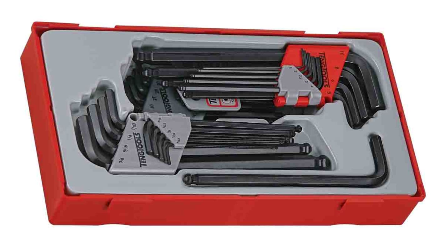 Teng Tools 28 piece L Shape Imperial, Metric Hex Key Set, 1.5 → 10 mm, 3/16 → 3/8"