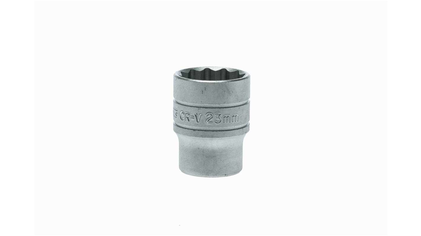 Teng Tools 1/2 in Drive 23mm Standard Socket, 12 point, 38 mm Overall Length