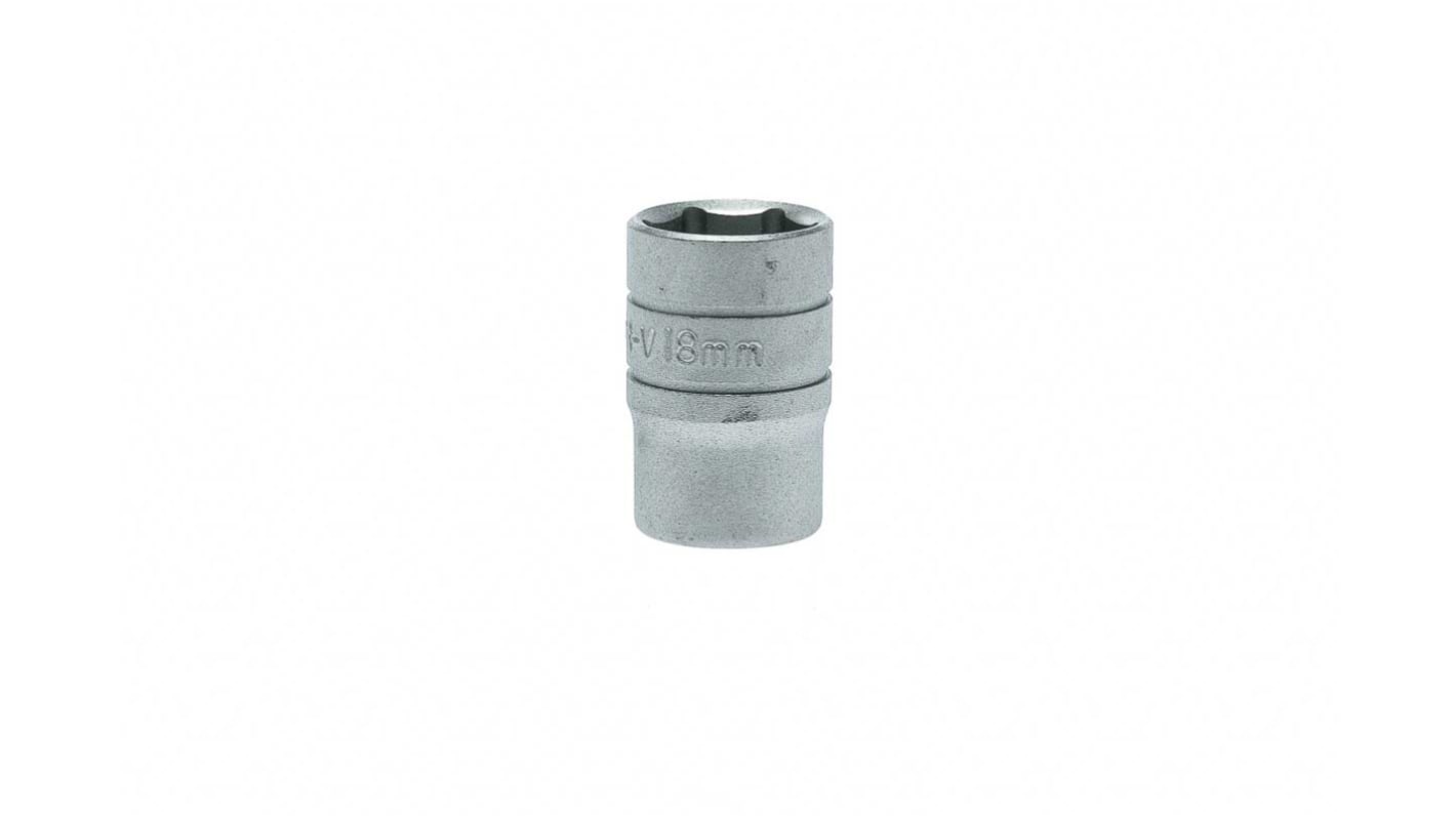 Teng Tools 1/2 in Drive 18mm Standard Socket, 6 point, 38 mm Overall Length