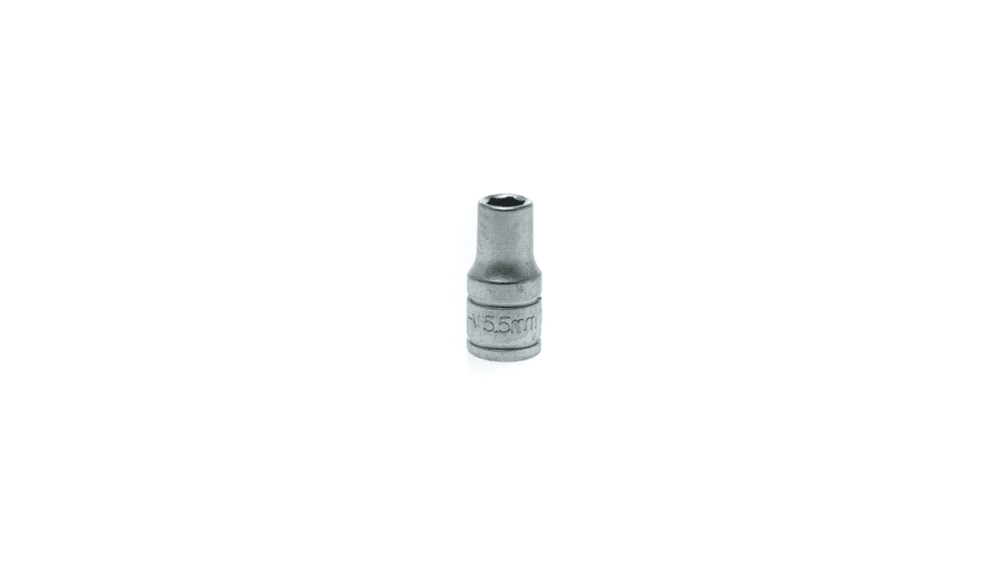 Teng Tools 1/4 in Drive 5.5mm Standard Socket, 6 point, 25 mm Overall Length