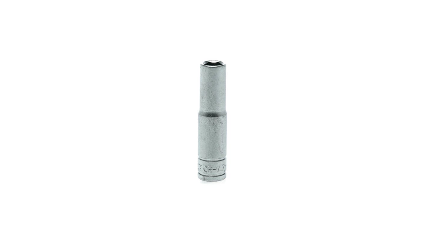 Teng Tools 1/4 in Drive 7mm Deep Socket, 6 point, 49.5 mm Overall Length