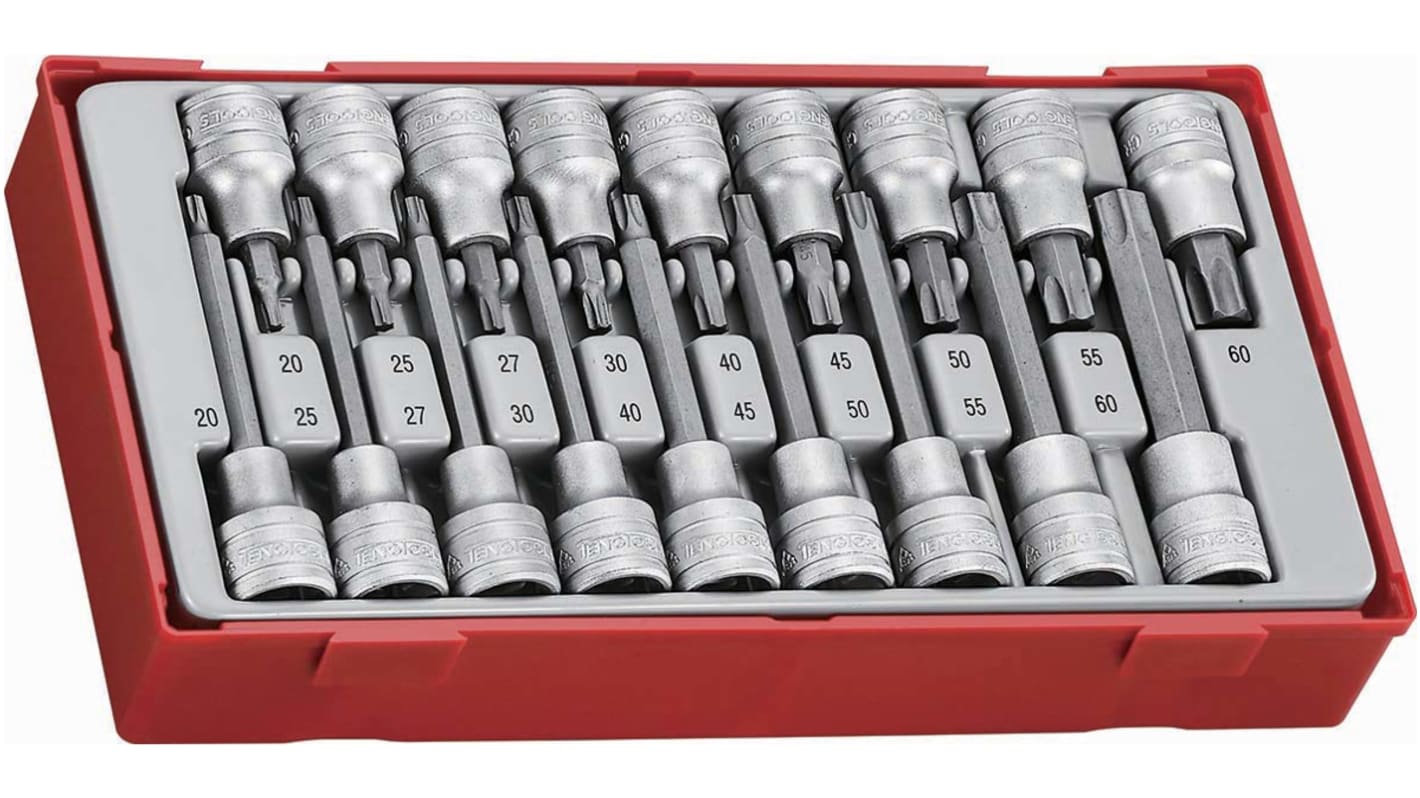 Teng Tools 18-Piece 1/2 in Bit Socket Set, Torx Bit