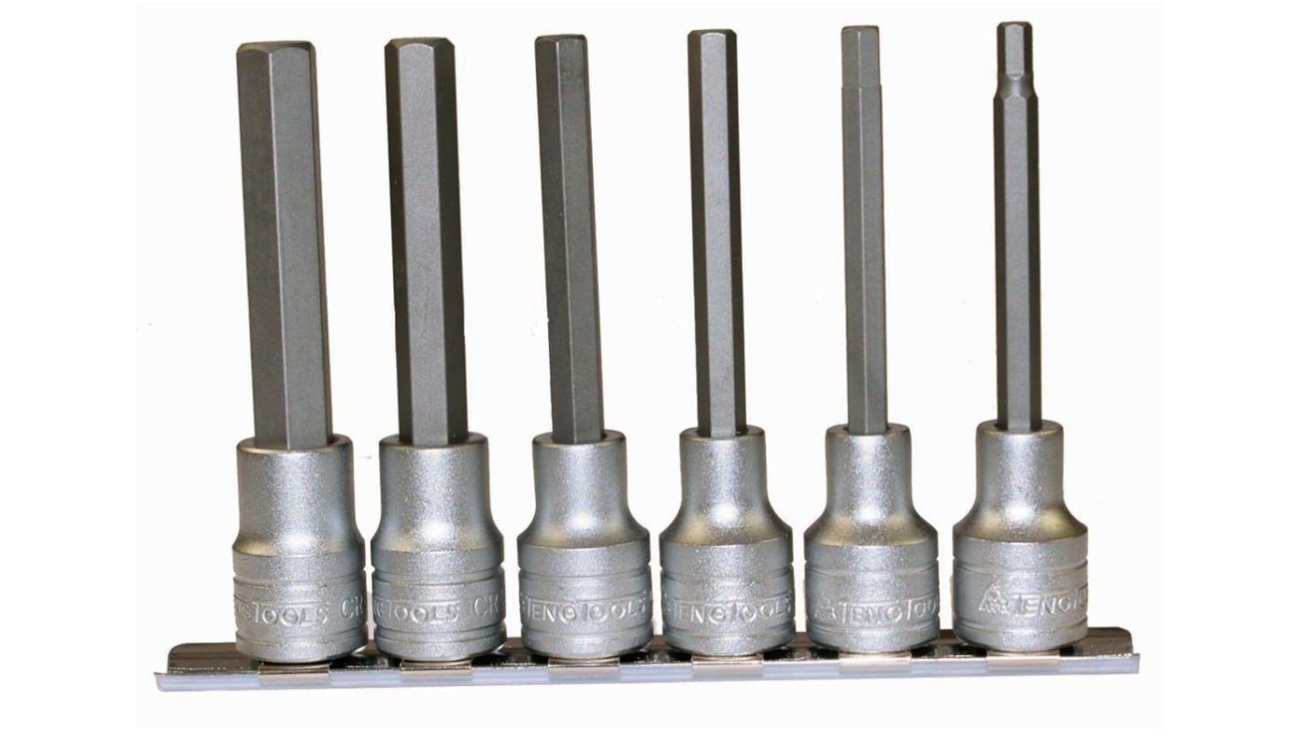 Teng Tools 6-Piece Metric 1/2 in Bit Socket Set, Hex Bit