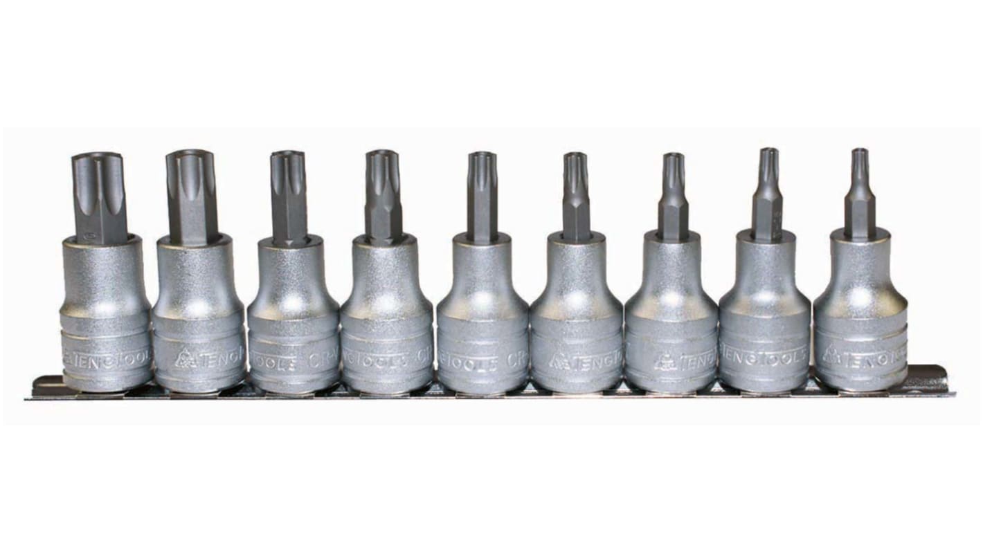 Teng Tools 9-Piece 1/2 in Bit Socket Set, Tamperproof Torx Bit