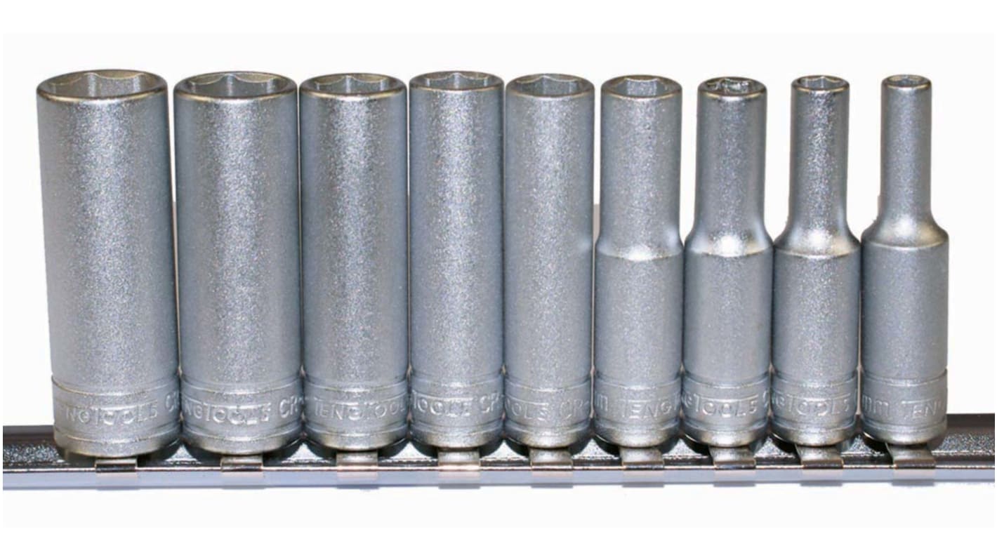 Teng Tools 9-Piece Metric 1/4 in Deep Socket Set, 6 point